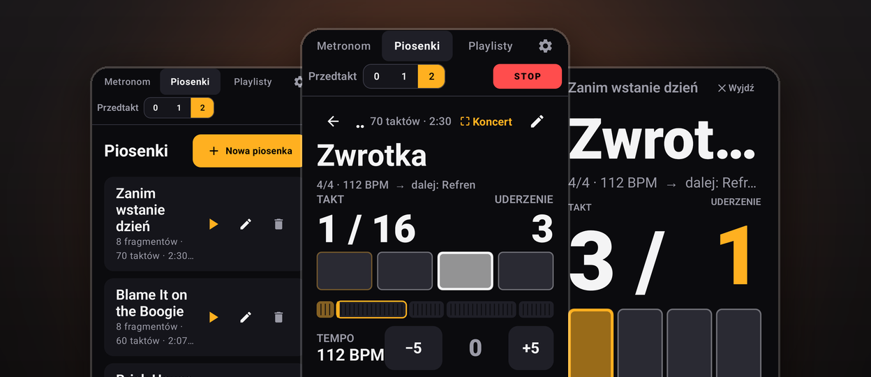 Click Buddy — odtwarzacz piosenki, lista piosenek i tryb koncertowy